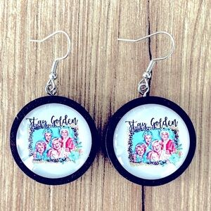 Golden Girls Stay Golden Handmade Chunky Wood Earrings, 25mm, NWT